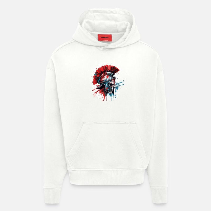 Casque Spartan Skull - Sweat à capuche bio épais oversize fabriqué en UE - OFF WHITE