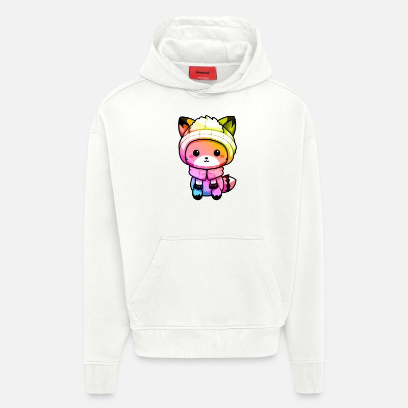 Fuchs Winter Tier Bunt Comic - Hoodie- made by SPREAD  - OFF WHITE