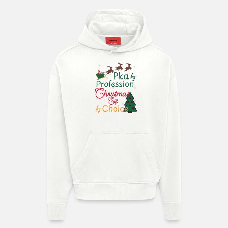 PKA Noël Noël Elfe - Sweat à capuche bio épais oversize fabriqué en UE - OFF WHITE