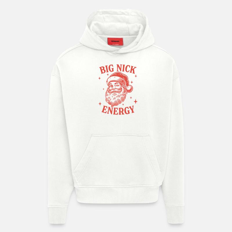 Énergie Big Nick - Sweat à capuche bio épais oversize fabriqué en UE - OFF WHITE