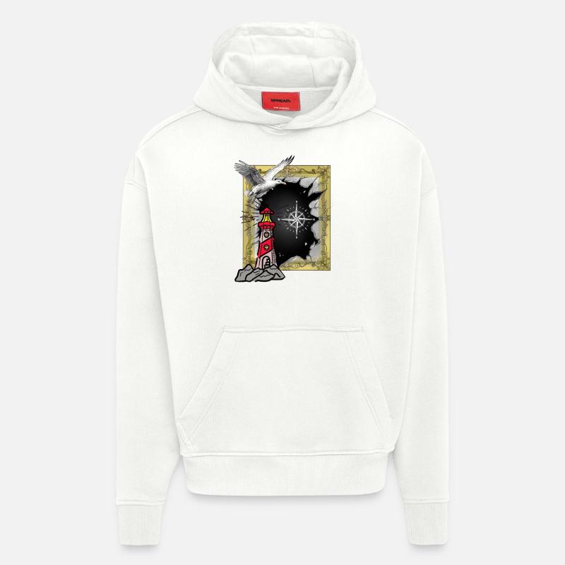 Maritim Leuchtturm Möwe Möwen - Hoodie- made by SPREAD  - OFF WHITE