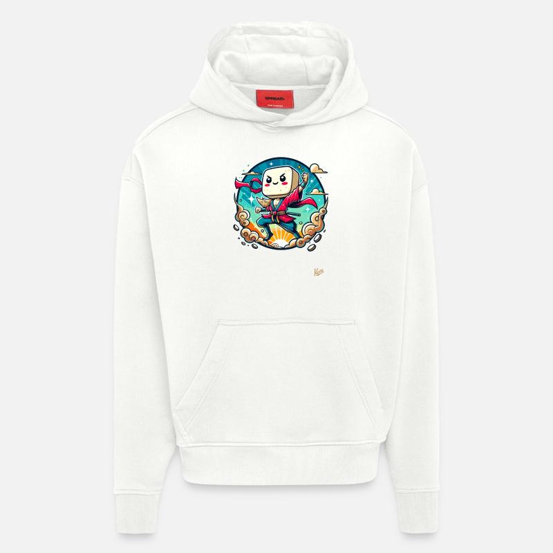Helden Sushi - Sweat à capuche bio épais oversize fabriqué en UE - OFF WHITE