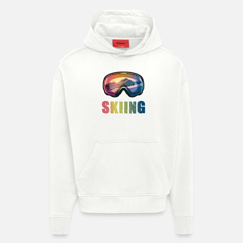 Maschere da sci Sci Sci - Felpa con cappuccio ecologica oversize Heavyweight Made in UE - OFF WHITE
