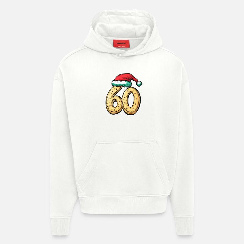 60 Numéro Noël - Sweat à capuche bio épais oversize fabriqué en UE - OFF WHITE