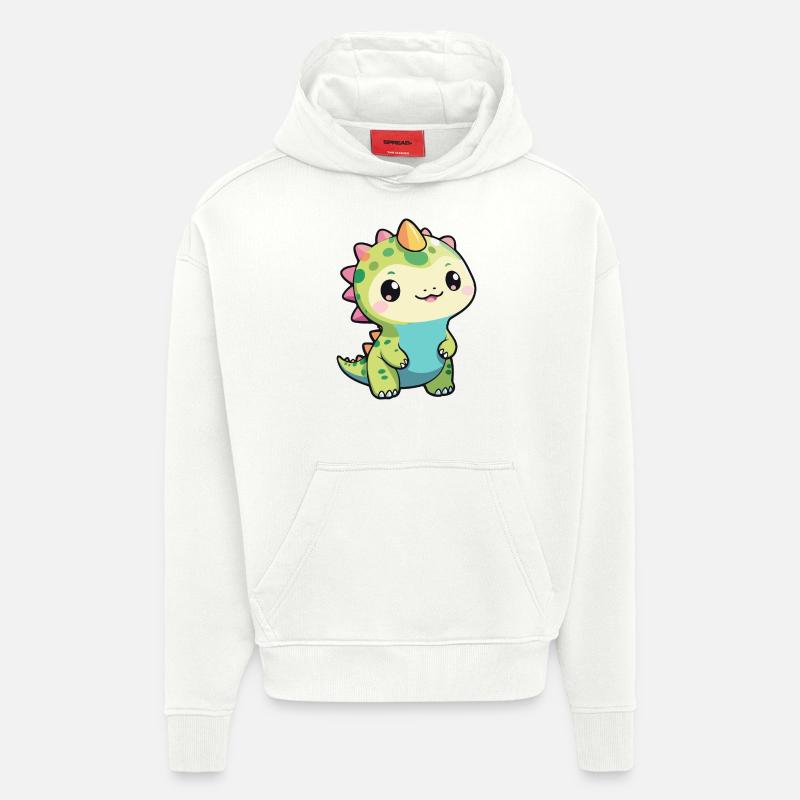 DINOSAURE - Sweat à capuche bio épais oversize fabriqué en UE - OFF WHITE