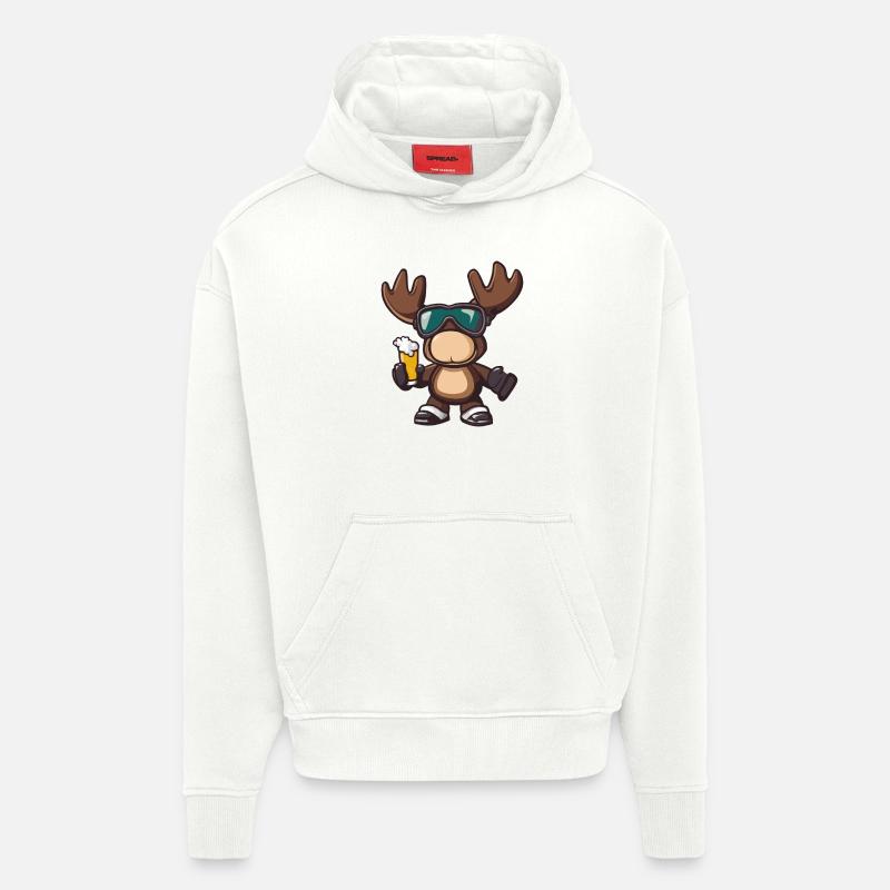 Bière Moose Ski - Sweat à capuche bio épais oversize fabriqué en UE - OFF WHITE
