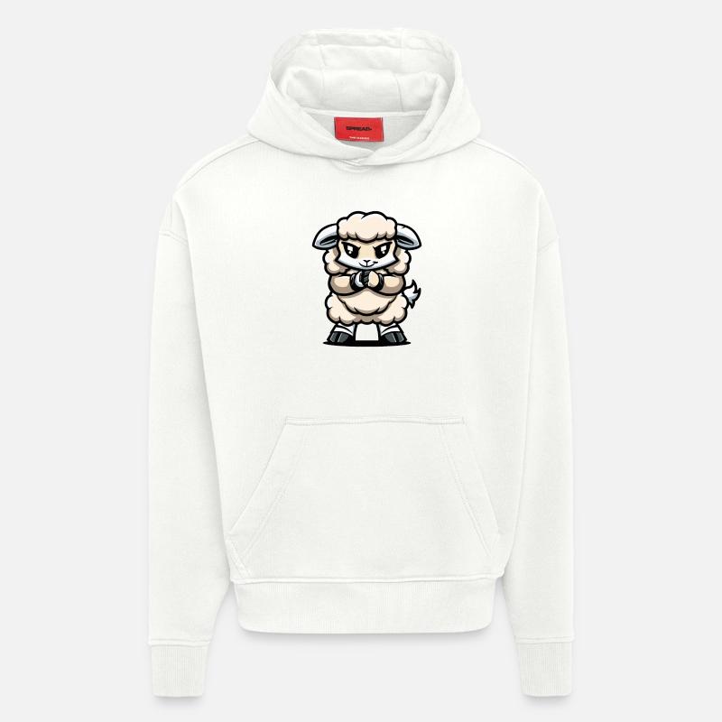 Bande dessinée de mouton - Sweat à capuche bio épais oversize fabriqué en UE - OFF WHITE