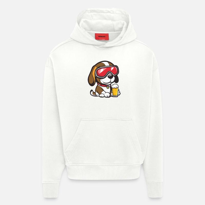 Beagle Hund Ski Bier - Hoodie- made by SPREAD  - OFF WHITE