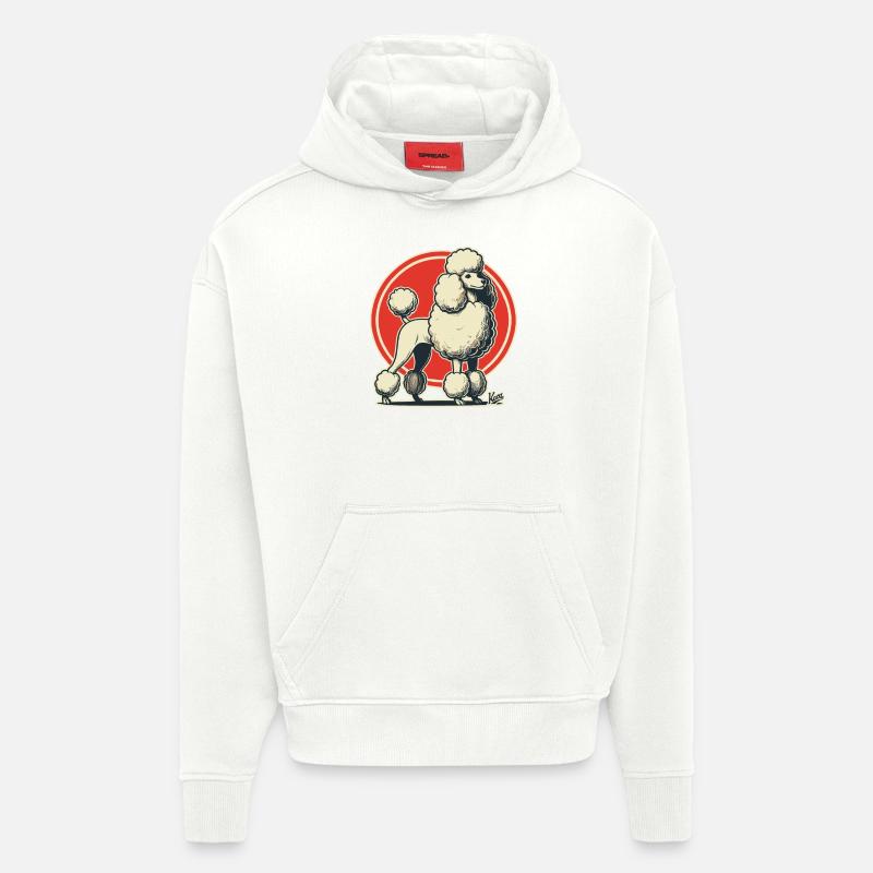 Caniche rétro majestueux - Sweat à capuche bio épais oversize fabriqué en UE - OFF WHITE