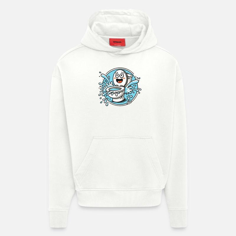Les toilettes drôles éclaboussantes - Sweat à capuche bio épais oversize fabriqué en UE - OFF WHITE
