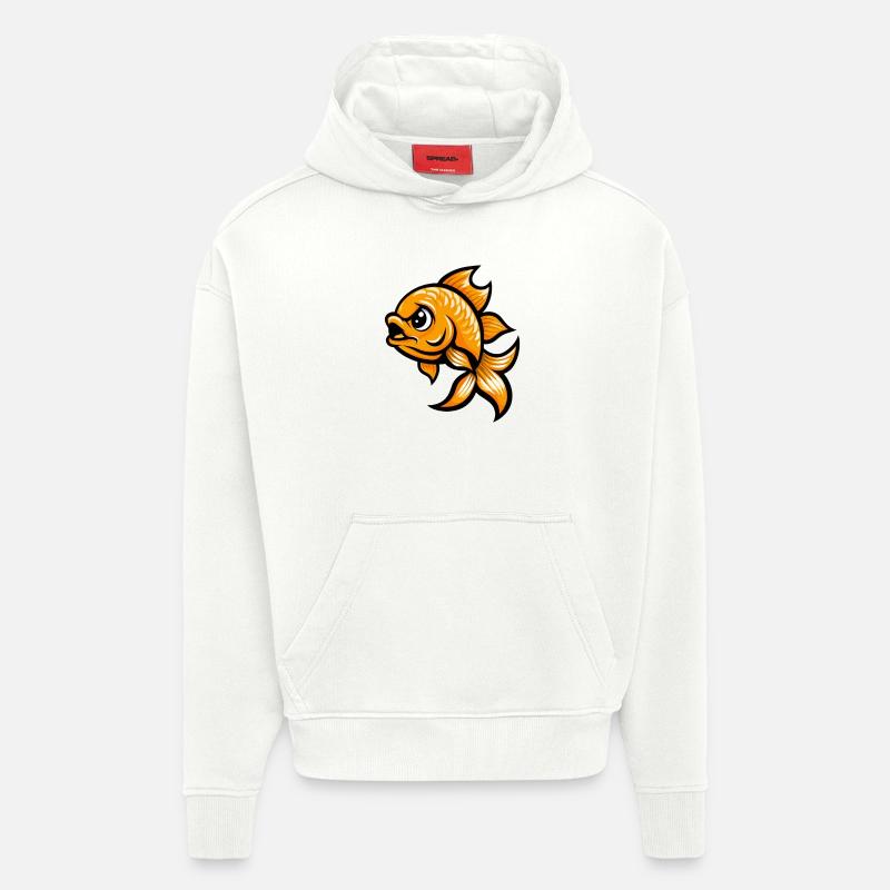 Bande dessinée Poisson Rouge - Sweat à capuche bio épais oversize fabriqué en UE - OFF WHITE