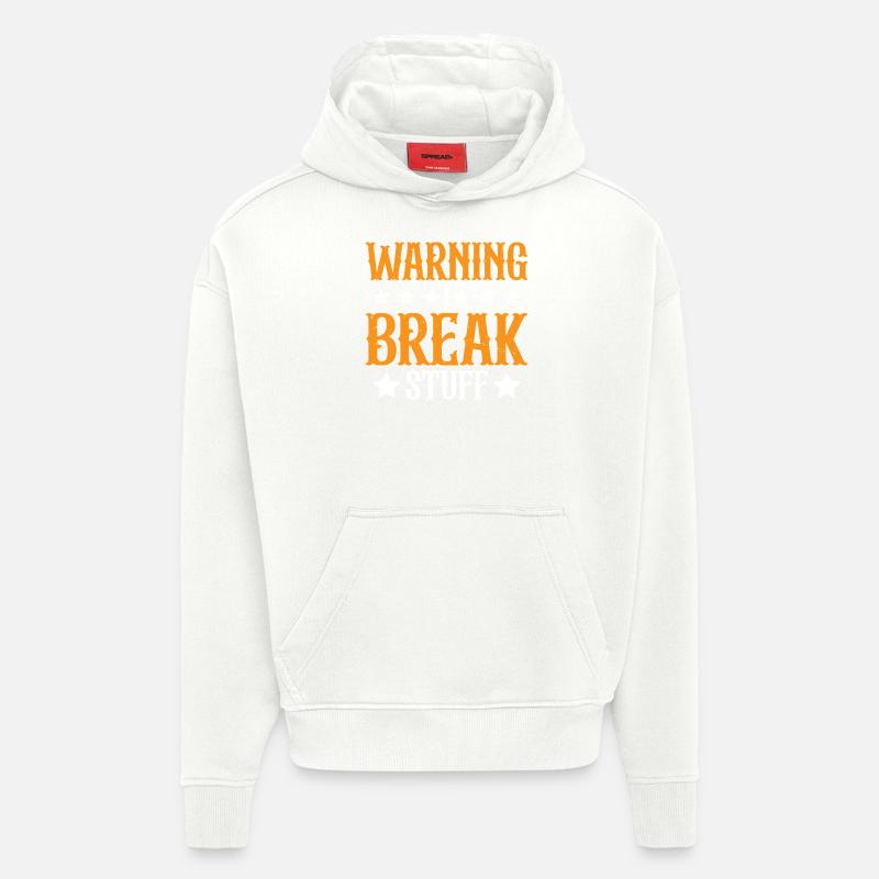 Warning I Break Stuff 23 - Hoodie- made by SPREAD  - OFF WHITE