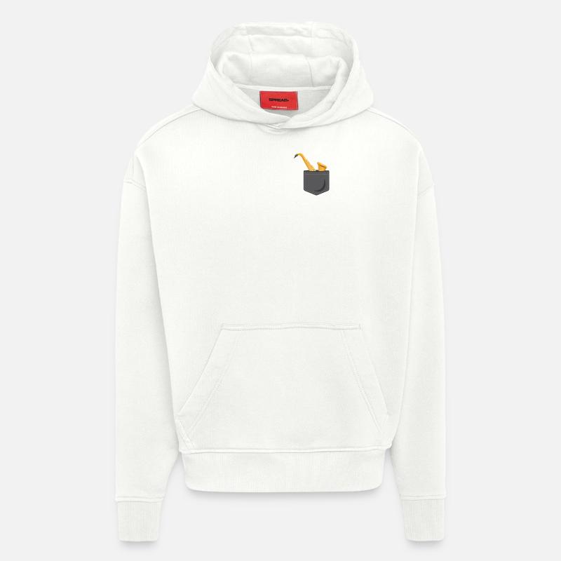 Poche pour saxophone - Sweat à capuche bio épais oversize fabriqué en UE - OFF WHITE