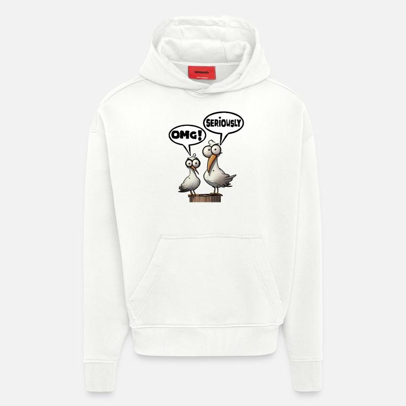 sérieusement omg Fun Shirt - Sweat à capuche bio épais oversize fabriqué en UE - OFF WHITE