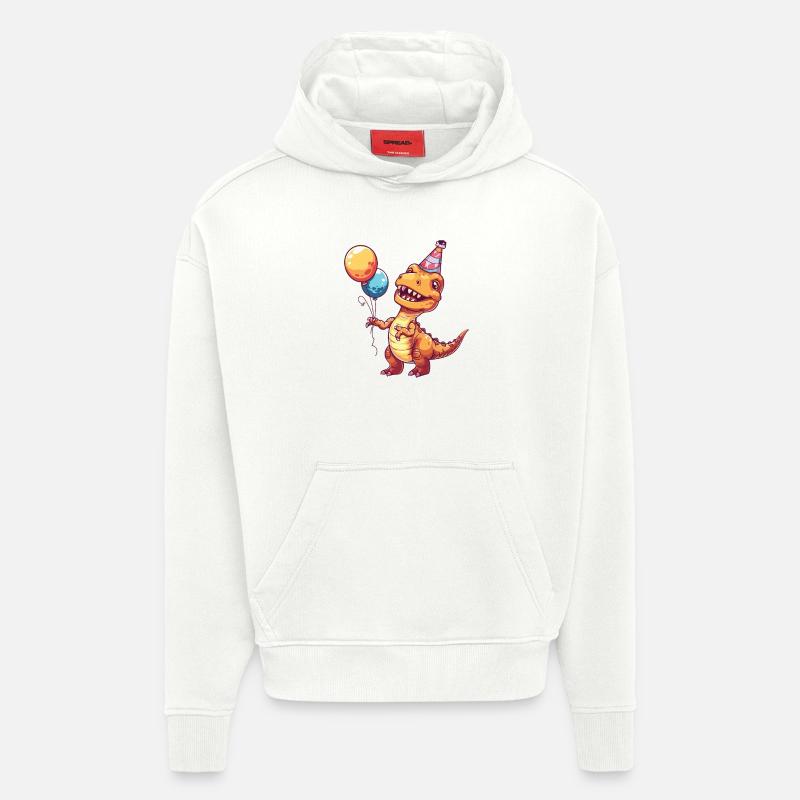 dinosaure t-rex anniversaire bébé - Sweat à capuche bio épais oversize fabriqué en UE - OFF WHITE