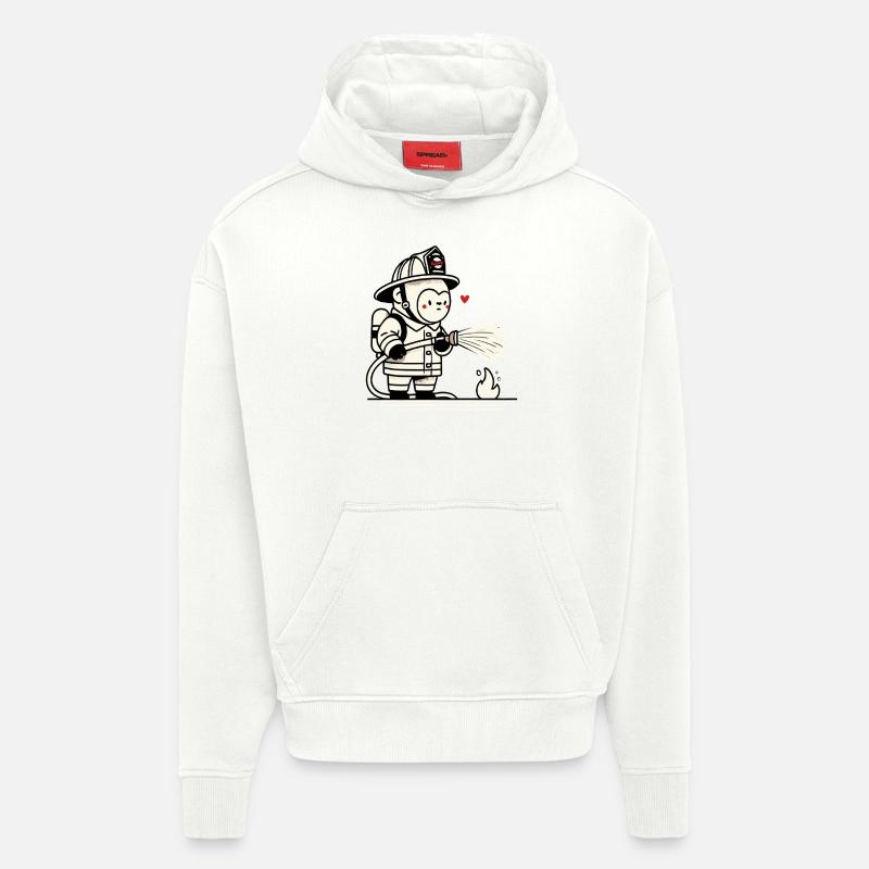 Petit gorille pompier - Sweat à capuche bio épais oversize fabriqué en UE - OFF WHITE