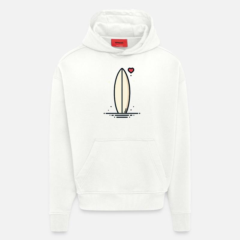 Retro Surfbrett mit Herz - Hoodie- made by SPREAD  - OFF WHITE