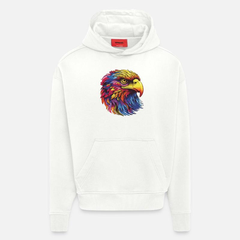 Portrait d’aigle - Sweat à capuche bio épais oversize fabriqué en UE - OFF WHITE