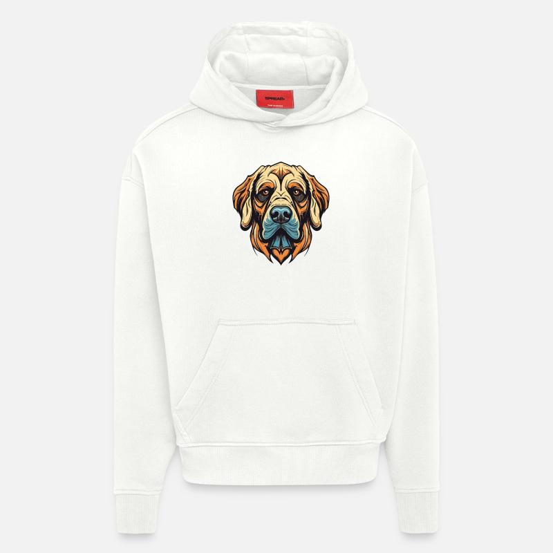 Portrait de chien Kangal - Sweat à capuche bio épais oversize fabriqué en UE - OFF WHITE