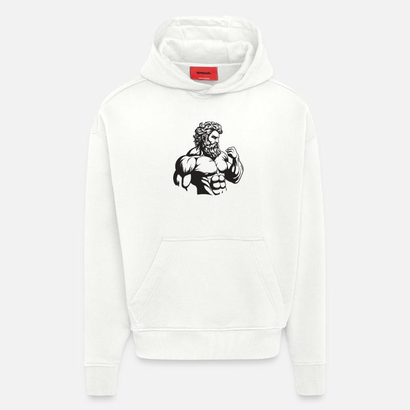 Bodybuilder Muscles Entraînement Gym - Sweat à capuche bio épais oversize fabriqué en UE - OFF WHITE