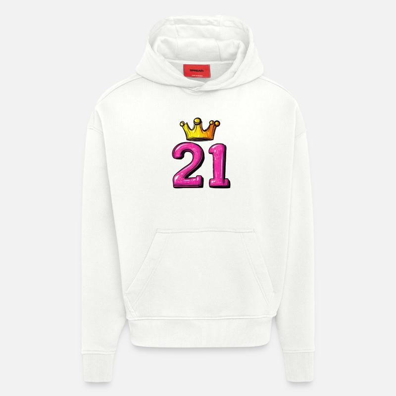 21 Nombre Couronne - Sweat à capuche bio épais oversize fabriqué en UE - OFF WHITE