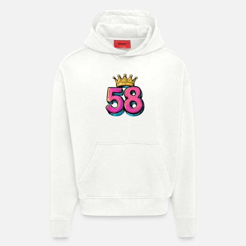 58 Nombre Couronne - Sweat à capuche bio épais oversize fabriqué en UE - OFF WHITE