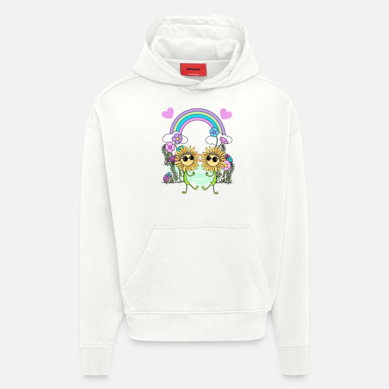 Regenbogen Hippie Sonnenblumen Kinder - Hoodie- made by SPREAD  - OFF WHITE