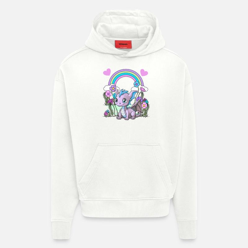 Drache Drachen Kinder Kind Regenbogen - Hoodie- made by SPREAD  - OFF WHITE