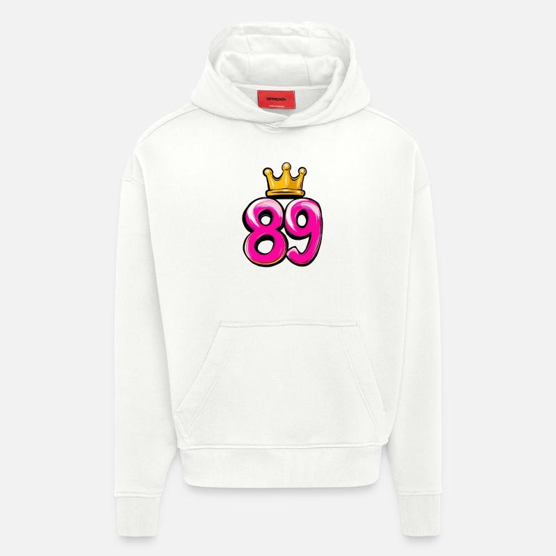 89 Couronne de chiffres - Sweat à capuche bio épais oversize fabriqué en UE - OFF WHITE