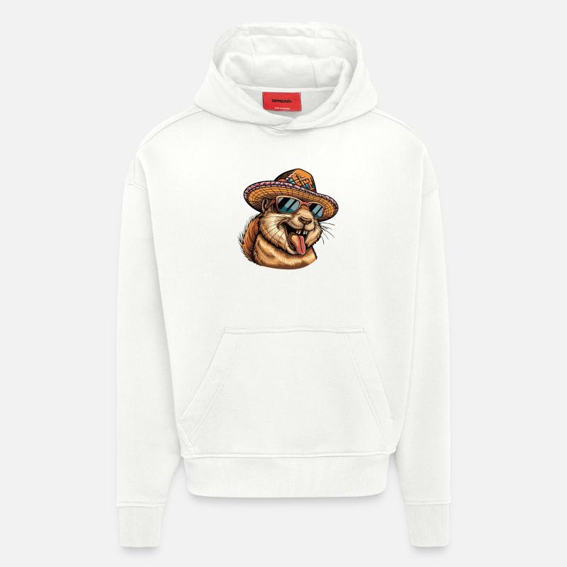 Squirrel Comic Funny Sombrero - Hoodie- made by SPREAD  - OFF WHITE