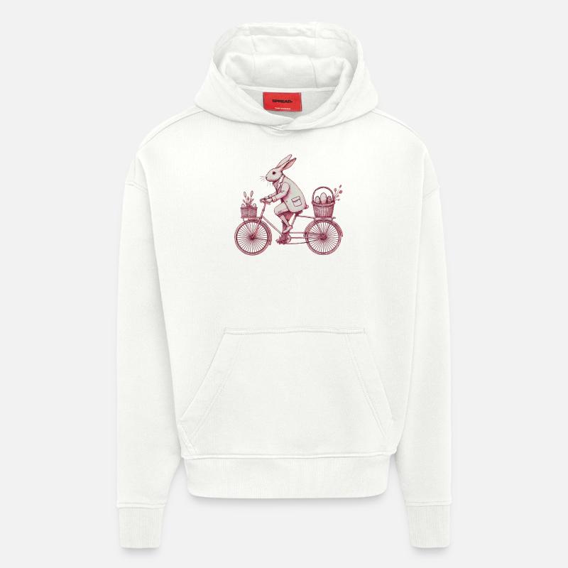 Easter Bunny Bicycle Retro Style - Hoodie- made by SPREAD - OFF WHITE