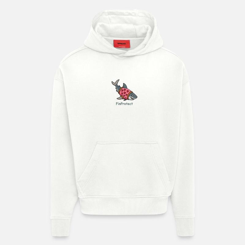 Comic Hai mit Herzpullover - Hoodie- made by SPREAD  - OFF WHITE