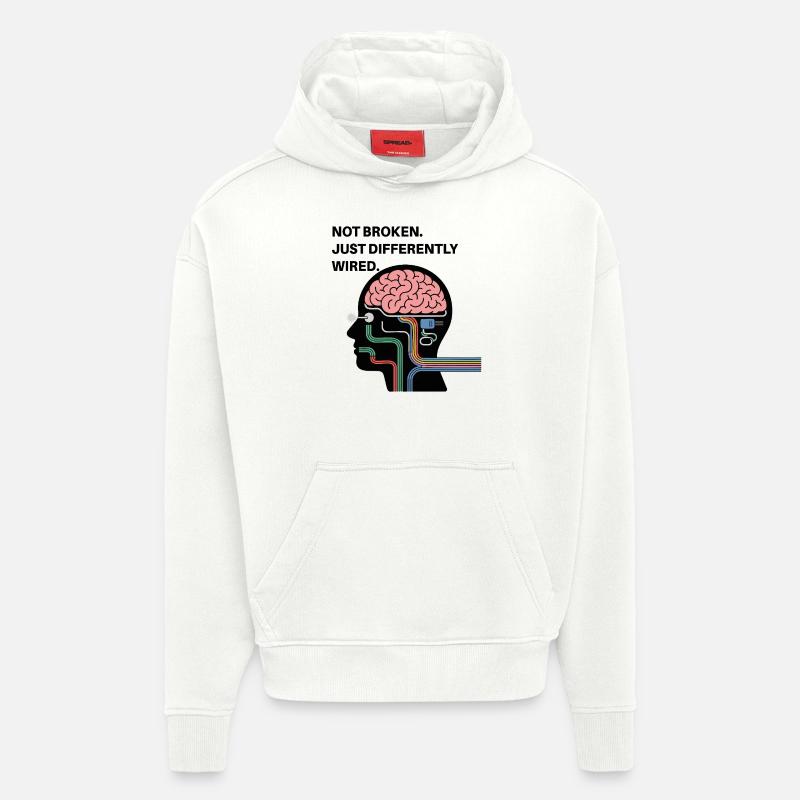 Pas cassé – juste câblé différemment - Sweat à capuche bio épais oversize fabriqué en UE - OFF WHITE