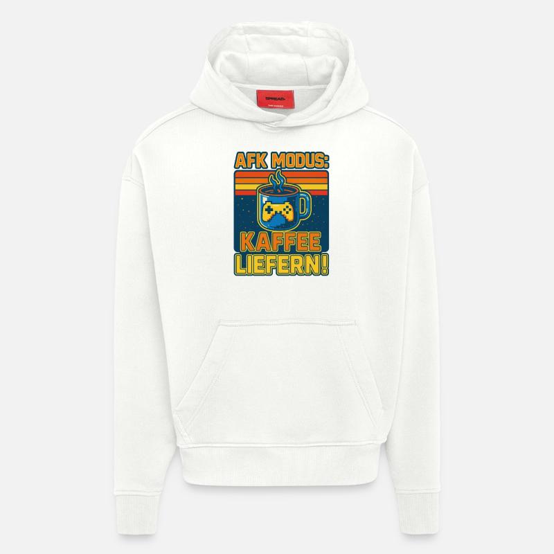 Mode AFK : Livrez du café ! - Sweat à capuche bio épais oversize fabriqué en UE - OFF WHITE