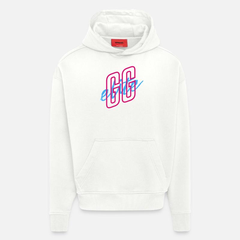 GGElite Scripted Vibe Logo - Sweat à capuche bio épais oversize fabriqué en UE - OFF WHITE