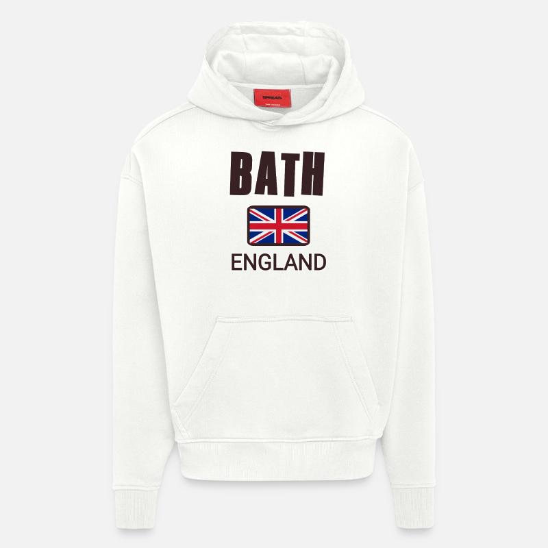 Bath, Angleterre - Sweat à capuche bio épais oversize fabriqué en UE - OFF WHITE