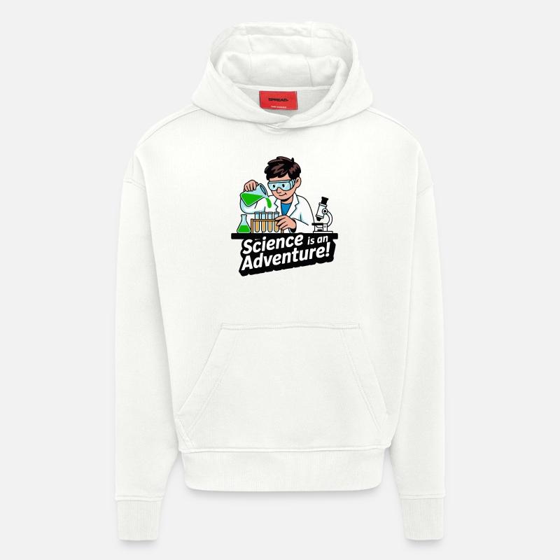LA SCIENCE EST UNE AVENTURE - Sweat à capuche bio épais oversize fabriqué en UE - OFF WHITE