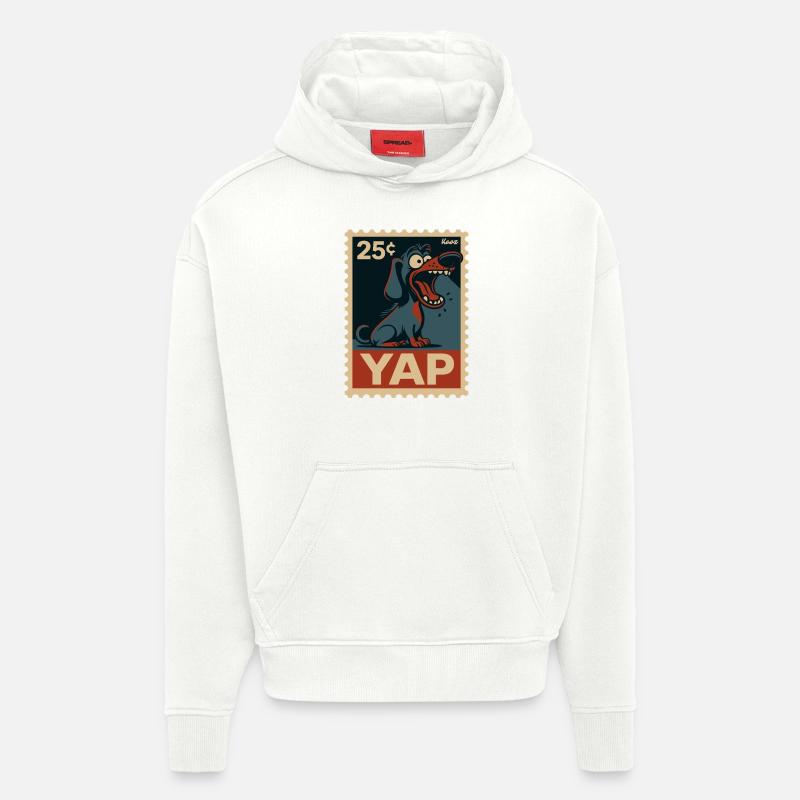 Comic-Dackel auf Briefmarke - Hoodie- made by SPREAD  - OFF WHITE