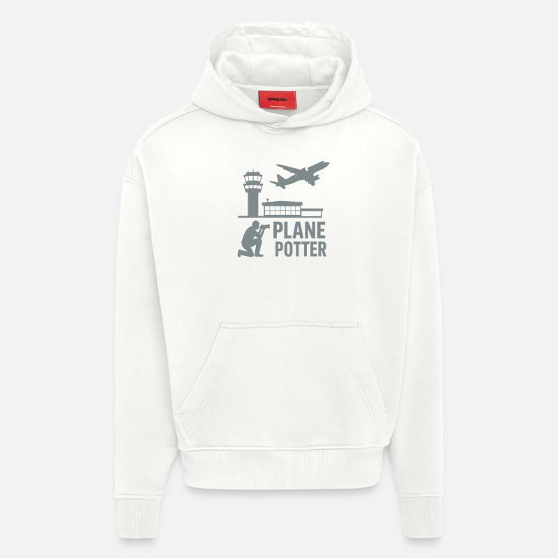 Avion – Conception d’observateurs d’aéronefs - Sweat à capuche bio épais oversize fabriqué en UE - OFF WHITE