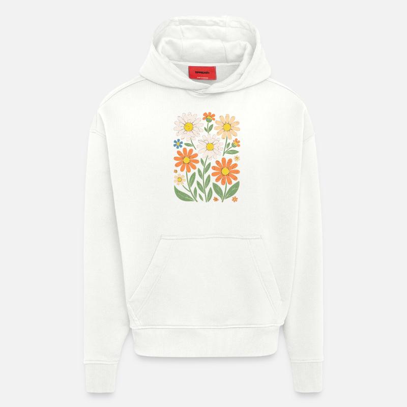 Boho Retro Daisy Pattern Retro - Hoodie- made by SPREAD  - OFF WHITE