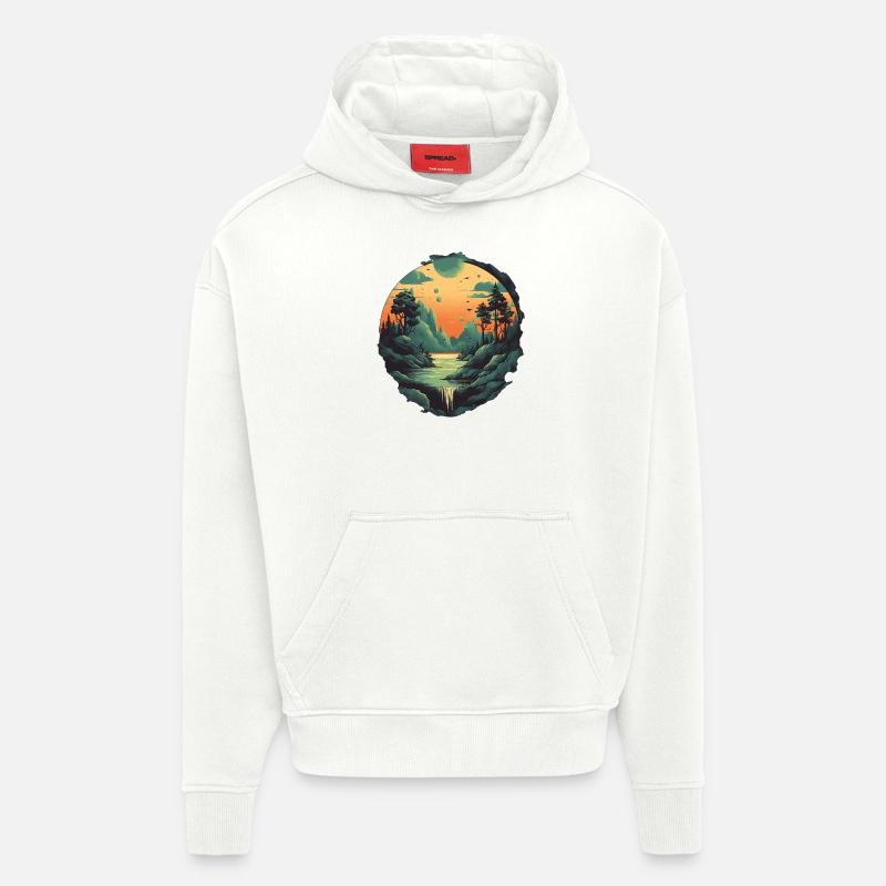 Paysage - Sweat à capuche bio épais oversize fabriqué en UE - OFF WHITE