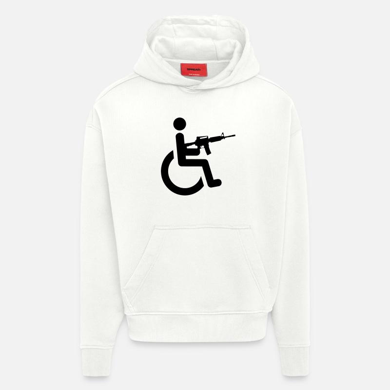 Rollstuhlfahrer mit Waffe # - Hoodie- made by SPREAD  - OFF WHITE