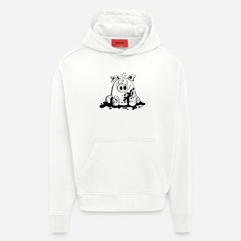 Ferkelchen - Wutz - Schwein - Sau - Fun - Hoodie- made by SPREAD  - OFF WHITE