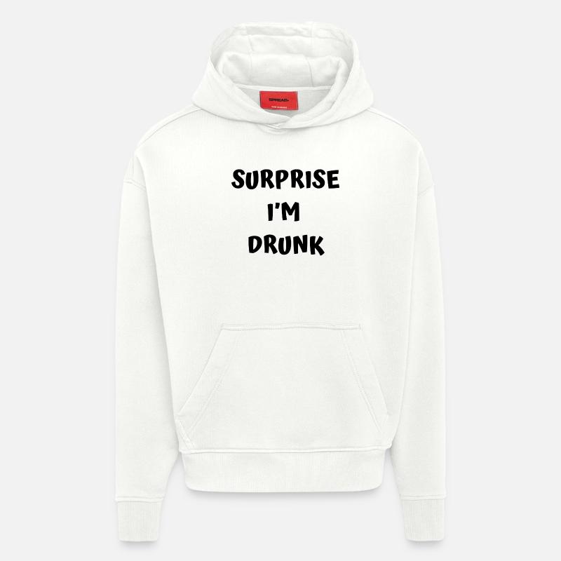 Texte drôle d’ivrogne - Sweat à capuche bio épais oversize fabriqué en UE - OFF WHITE