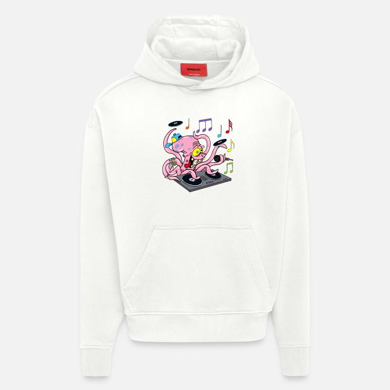 Pieuvre deejay - Sweat à capuche bio épais oversize fabriqué en UE - OFF WHITE