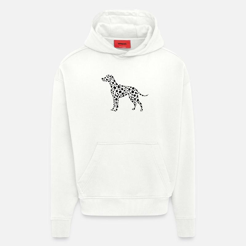Conception de points de silhouette dalmate - Sweat à capuche bio épais oversize fabriqué en UE - OFF WHITE