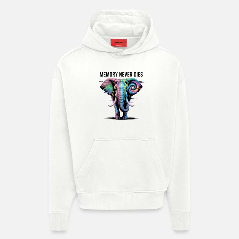 Psychedelischer Elefant mit kosmischer Spirale - Hoodie- made by SPREAD  - OFF WHITE