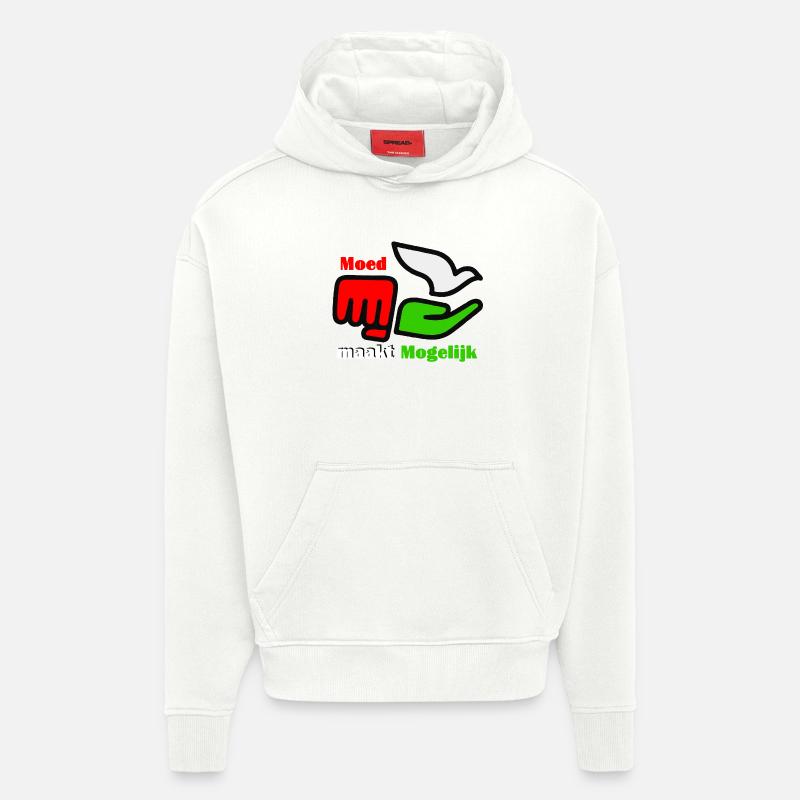 Le courage rend possible Logo - Sweat à capuche bio épais oversize fabriqué en UE - OFF WHITE