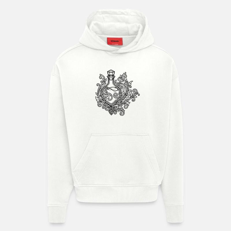 Fiole d'elixir et fleurs - Sweat à capuche bio épais oversize fabriqué en UE - OFF WHITE