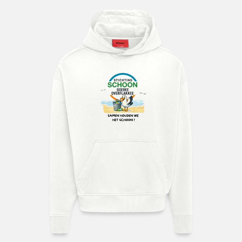 Nettoyage de la litière Goeree Overflakkee - Sweat à capuche bio épais oversize fabriqué en UE - OFF WHITE
